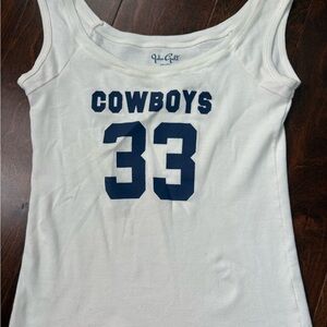 Brandy Melville White Tank Top with Blue Cowboys 33 Print